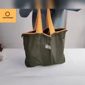 KW Reusable Lightweight Shopping Bag Reversible Foldable Waterproof Travel Shoulder Bag For Womens and Mens