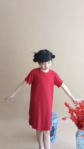 Kazel Tokyo Dress Crinkle Cotton - Dress Polos Anak Perempuan (Satuan)