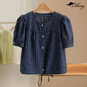 Áo Sơ Mi Tay Lỡ Cổ Tròn Phong Cách Mới Mùa Hè 2025 Xking Áo Sơ Mi Nữ Giản Dị Tươi Mới Tay Lỡ Cổ Tròn