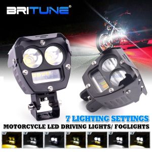 Britune 7Modes Night Ranger 160Watts Mini Driving Light Premium Auxiliary Lights Motorcycle Light Heavy Duty Waterproof LED Headlight Work Light Fog Light Spotlight