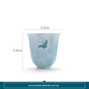 SANXUN | Hand-painted Butterfly and Flower Tea Cup for Personal Use