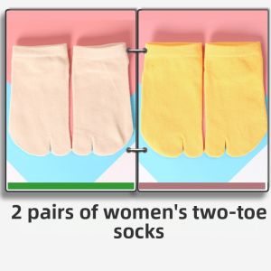 Womens Cotton Socks Spring Autumn Short over Ankle Two Fingered Separate Toe Socks Absorb Sweat with Heel Home Wear