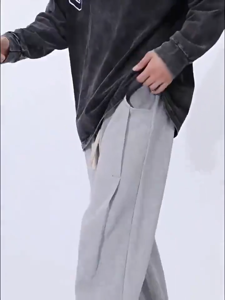 GentEssential Mens Trousers Casual Grey Sweatpants Pants for Men Baggy Grey Pants Wide Leg Loose Slacks