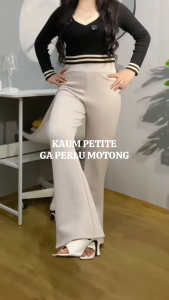 DIANS - Celana Fit And Flare Pants Cutbray Scuba Pinggang Highwaist Bahan Stretch Melar Elastis Kulot Cutbray Scuba Jumbo Kaki Karet Panjang Standar Wanita Basic Casual outfits Hitam Comfy duyung celana scuba premium Legging Nyaman Lembut Tebal bawahan