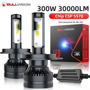 Bóng Đèn Pha Ô Tô LED Bullvision 300W Công Suất Cao CSP H4 H7 H1 H8 H9 H11 30000LM 6000K Lắp Đặt Phổ Thông Đèn Sương Mù Tuổi Thọ 50.000 Giờ