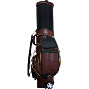 PGM GOLF | Mens Genuine Leather Extendable Hard Shell Golf Bag Customizable Logo