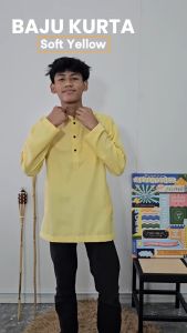 NEW Design Baju Kurta Brand Sempurna Soft Yellow Regular Slim Fit Cotton Sedondon Baju Raya - D016K / KD