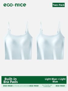 econice | Icy Silk Tank Top Outerwear with Padded Bra Halter Neck Sleeveless Blouse