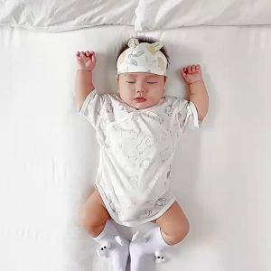 ชุดบอดี้สูท แขนสั้น พิมพ์ลายการ์ตูน ผ้าระบายอากาศ สำหรับทารกแรกเกิด พร้อมส่งจากไทย