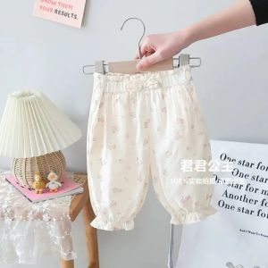 Baby Girls Summer Cotton Casual Pants Seven-Foot Length Anti-Mosquito Clothes Kids Fashion Casual Wear Pure Cotton Trousers
