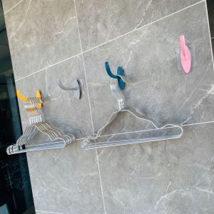 Wall-Mounted Clothes Hanger Organizer Rack Multi-Functional Storage Shelf for Balcony No Drilling Required Plastic Coat Hooks