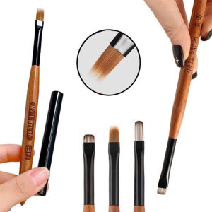 แปรงทาเล็บทรงกลมด้ามไม้ 3Style สำหรับเพ้นท์เล็บแบบไล่สี แปรงเพ้นท์เล็บเจลยูวี แปรงไล่สีอะคริลิคสำหรับวาดลายเล็บ