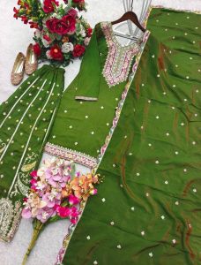 [PRE-ORDER] 2026 OCT EMBROIDERED PUNJABI PALAZZO SUIT 3 PCS WITH DUPATTA OLIVE GREEN M–2XL ( DELIVERY 10 WORKING DAYS) ETA: 2026-12-30 | SHITTA COLLECTION BOLLYWOOD EMBROIDERED PUNJABI PALAZZO SUIT 3 PCS WITH DUPATTA OLIVE GREEN M–2XL