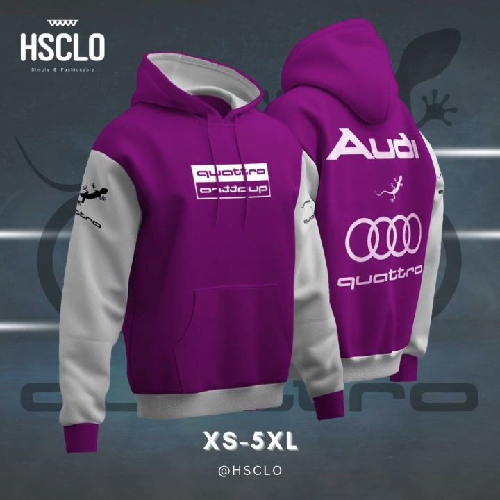 Hoodie Sweater Jumper HSCLO MOBIL AUDI QUATTRO WHITE PURPLE HOODIE