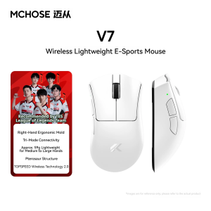 MCHOSE | MCHOSE V7 Gaming Mouse Wireless Tri-mode PAW3395 Right-hand Ergonomics 59g Pterosaur 500mAh Esports Office Medium Hands Gamer