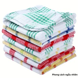 5/12 Khăn Lau Chén Dệt Kiểu Waffle Mềm Mại Bền Chất Liệu Polyester Khăn Lau Nhà Bếp Nhanh Khô Chỉ Giặt Tay Khăn Lau Nhà Bếp Kiểu Rustic