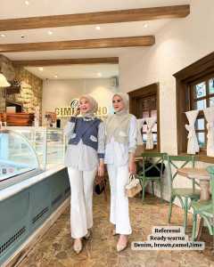 Atasan katun salur mix knit wanita terbaru