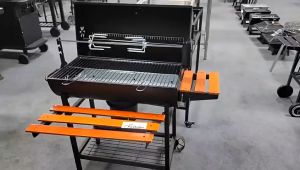 【Ready Stock】Outdoor Charcoal BBQ With Auto Chicken Grill Cooking Oven Thermometer Portable Barbecue Grill Barbeque