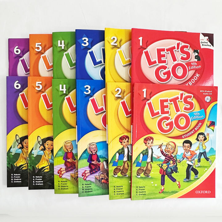 Set 1 Oxford LET'S GO 4th Edition Paperback Student Book + Workbook with CD  Talking Training Homework Phonics Grammar English Learning Education  Materials for Primary School Student Children 5-12 