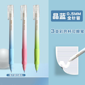 Deli Heat Erasable Ballpoint Pen Cap off Type Male Model Writing Ink Drying Quickly Crystal Blue for Primary School Students