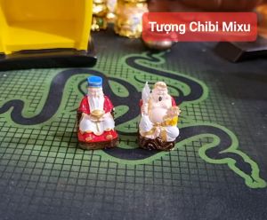 Combo Thần Tài Thổ Địa 289K (gồm 02 tượng 3cm + lư hương và chung cúng đất sét + đế vuông 8cm + đế đôn tượng) Giàu có Quà tặng Đồ trang trí