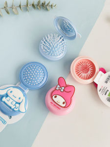 Cute Mini Portable Massage Comb Female Style Integrated Mirror Comb Foldable Airbag Comb Childrens Hairbrush Sanrio Brand