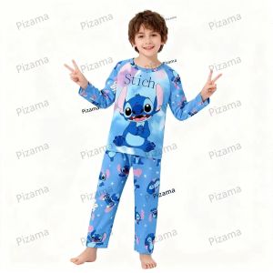 ชุดนอนเด็กแขนยาวลายสติทช์ สีชมพู ชุดนอนเด็กใส่สบาย ชุดนอนเด็ก ชุดนอนใส่อยู่บ้าน ชุดนอนลายลิโลแอนด์สติทช์