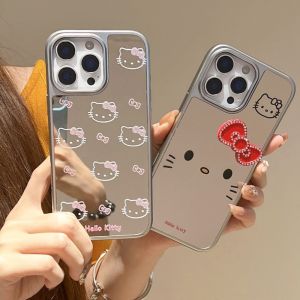 Japanese Korean Ins Style HelloKitty Makeup Mirror Phone Case For iphone 17Air 16 15 14 Plus 17 12 13 11 PRO MAX Anti Drop Cover
