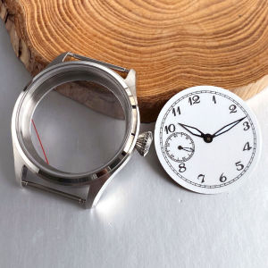 Tandorio | Retro Style Men Watch Case 42mm Stainless Steel Sapphire Crystal for ST3600 ETA 6497 Hand-winding White Enamel Dial Hands Set