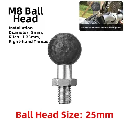 Motorcycle Phone Mount Rearview Mirror Base Adjustable Ball Head