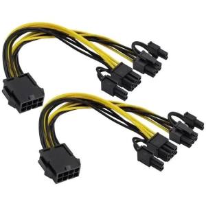 2/6PCS GPU VGA PCIe 8 Pin Female To Dual 2X 8 Pin (6+2) Male PCI Express Power Adapter Y-Splitter Extension Cable 9-inch(23cm)