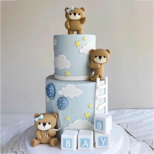 หมีสีน้ําตาลเค้กTopperตัวอักษรเด็กดาวเมฆตกแต่งสําหรับวันเกิดParty Boy Girl Baby Showerเพศเปิดเผยอุปกรณ์