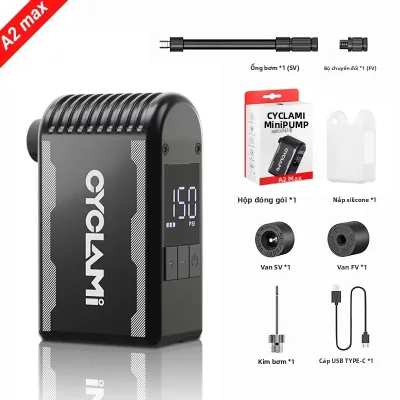 Bơm Hơi Điện Mini Cầm Tay CYCLAMI 150 PSI Áp Suất Cao Dành Cho Lốp Xe Đạp Van Presta & Schrader Bơm Hơi TPU Cho Xe Đạp