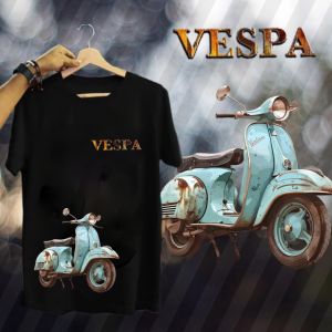 atasan kaos t-shirt baju distro lengan pendek bahan cotton premium vespa antik biru antik harga grosir terbaru