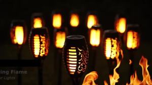 ESMARTER | 12LED Solar Flame Torch Light Flickering Waterproof Outdoor Garden Lawn Path Yard Patio Floor Lamp Decoration