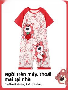 MiiOW | Đồ ngủ trẻ em mùa hè MiiOW Cotton nguyên chất in họa tiết hoạt hình Áo khoác cho bé gái Quần áo mặc nhà rộng rãi tay ngắn Đồ ngủ thoải mái