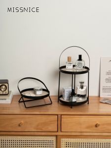 Missnice Cosmetic Storage Box Aromatic Desktop Tray Lipstick Vanity Hall Key Perfume Shelf Multi-layer Carbon Steel Rack