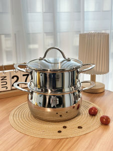 Big Brand CK Stainless Steel Cooking Pot Multi-Functional Small Steamer Dual-Sided Stockpot Cooking Double-Use Stew Pot Steamer For Home