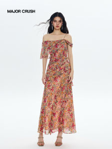 Off-Shoulder Ruffled Floral Long Dress