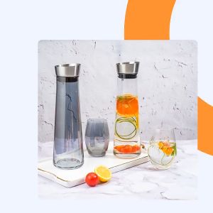 ACRDDK Kitchenware  Botol Kulkas Pitcher Teko Kaca Tutup Stainless Steel - 32776