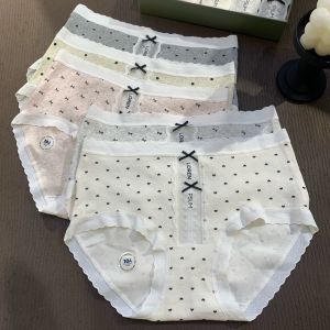 Pure Cotton Womens Underwear High Waist Briefs Bodycon Polka Dot round Triangle Shorts Comfortable Breathable Womens Panties