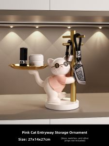 ZHONGGE | Good Luck Cat Key Holder Figurine Modern Home Decor