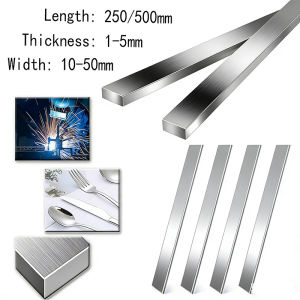 1Pcs Length 250mm/500mm 304 Stainless Steel Flat Bar Thick 1/2/3/4/5mm Width 10/12/15/20/25/30/40mm