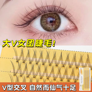 Natural Looking Self Adhesive Eyelashes V-Shaped Female Group Easy to Use Super Soft Fish Tail Fake Eyelashes for Beginners
