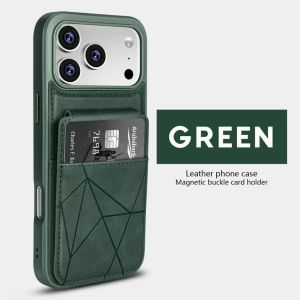 Premium Business Magnetic Card Slot Bag Bracket Leather Wallet Case for iPhone 17 Air 16 15 14 13 12 Pro Max 11 Shockproof Cover