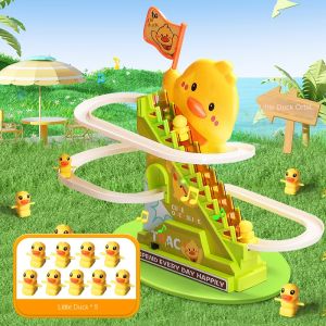 Stair Climbing Ducks Flashing Lights and Music Duck Roller Coaster Toy Interactive Escalator Toy Parent Child Interactive Toys