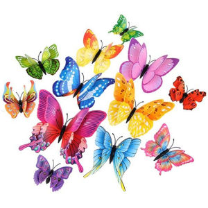 12Pcs/Set Double Layer 3D Butterfly Wall Stickers Magnet Fridge Decals Home Room Decor Butterflies for Wedding Decoration