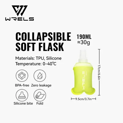 WRELS Soft Water Bottle Outdoor Running Portable Multi-Colored Professional Hiking Foldable#SH24