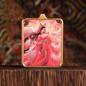 Hand-Painted Thangka Pendant Amulet Charm Manshu Puxian Yellow God of Wealth Black Jambhala Green Tara Carry-on Niche for a Statue of the Buddha