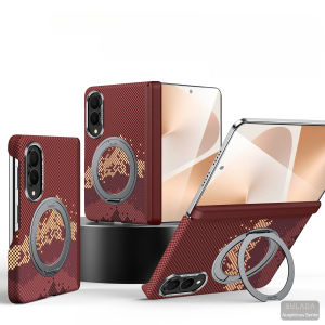 szhaiyu | For Samsung Galaxy Z Fold 8 Fold8 Wide Skin Feel Case With 360 Rotating Stand Shockproof For Magsafe Metal Lens Protection Cover